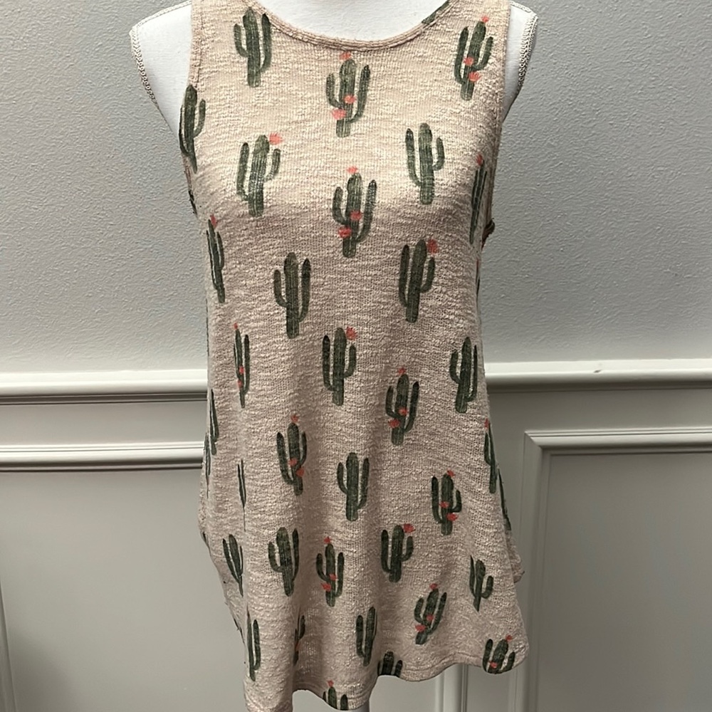 Ginger G Women's Knit Tank ,Cactus Print Medium  (B-1)